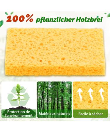 10 Pack Natural Cellulose Kitchen Sponges - Scratch-Resistant & Reusable Cleaning Sponges for Kitchen & Bathroom (Yellow) - Buy Online on GoSupps.com