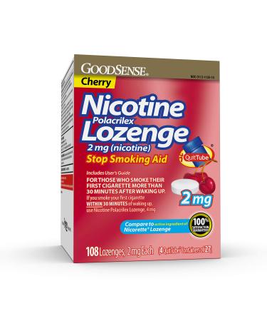 GoodSense Nicotine Polacrilex Lozenge, 2 mg (nicotine), Stop Smoking Aid, Cherry Flavor quit smoking with cherry nicotine lozenge, 108 Count - Buy Online on GoSupps.com