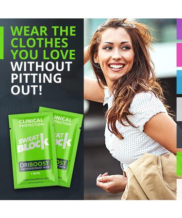 SweatBlock DRIBOOST Antiperspirant Wipes - Stop Hyperhidrosis & Excessive Sweating - 7 Days Protection - 5 ct - Unisex - Buy Online on GoSupps.com