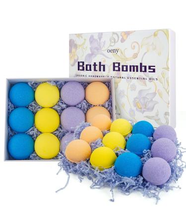 oeny Bath Bombs Gift Set  12 Organic Bath Bombs for Women Girls Kids - Handmade Luxurious Colorful Bathbombs with Shea Butter Spa Shower Moisturizing Gift for Birthday Valentine s Day Christmas