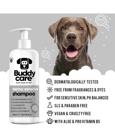 Buddycare Derma Sensitive Shampoo for Dogs - Aloe Vera & Pro Vitamin B5 (500ml x3) | Best Shampoo for Sensitive Skin - Buy Online on GoSupps.com