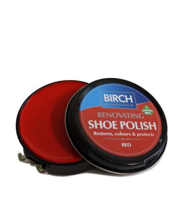 Charles Birch Premium Renovating Shoe Polish 50ml High Pigment Cleans Protects Shines inc Carnauba Wax Lever Open Tin (Red)