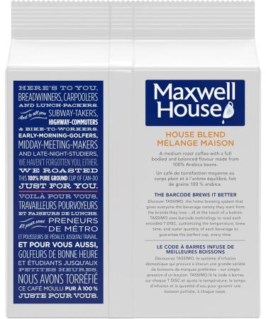 Tassimo Maxwell House House Blend Coffee Single Serve T-Discs 126g (5 Boxes of 16 T-Discs) Coffee House Blend 80 count (Pack of 1) - Buy Online on GoSupps.com
