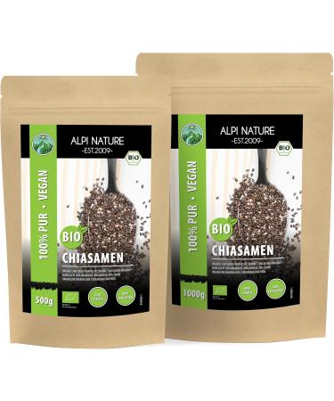 Organic Black Chia Seeds 1kg - 100% Natural Vegan Gently Dried Lab Tested Additive-Free - Buy Online on GoSupps.com