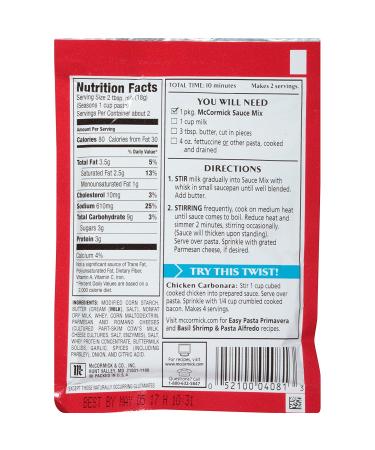 McCormick Creamy Garlic Alfredo Sauce Mix - 1.25 oz Packets, 4 Pack - Buy Online on GoSupps.com