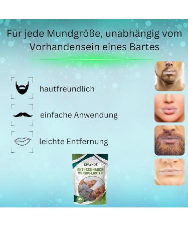 Buy Spaykos Anti-Schnarch Mouthpasters (90 pcs) - Ultimate Snoring & Teeth Grinding Solution for Relaxing Sleep Ideal for Beard Carriers - Buy Online on GoSupps.com