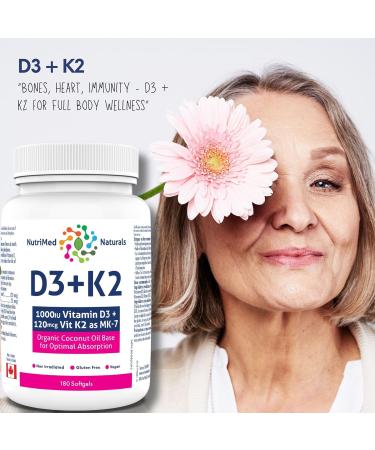 Optimal Bone & Teeth Support D3 + K2 180 Softgels - Optimal Absorption with Organic Coconut Oil Base MK7 K2 Vitamin for Bone & Heart Health Inspiring Wellness with D3K2 Vitamins 3rd Party Tested - Formulated & Made in Canada - Buy Online on GoSupps.com