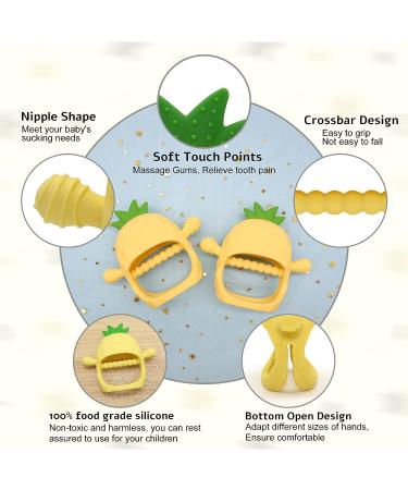 Rayshie Silicone Baby Teether Toy - BPA Free Chew Toy for Infants 3+ Months - Yellow Teething Glove for Soothing Sore Gums - Buy Online on GoSupps.com