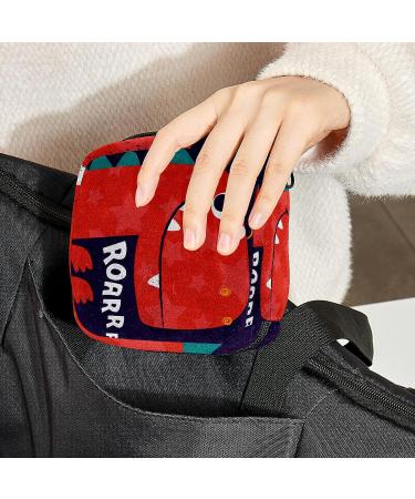 Dinosaur Animal Sanitary Napkin Storage Bag for Teen Girls- Zippered Period Pouch for School and Travel - Buy Online on GoSupps.com