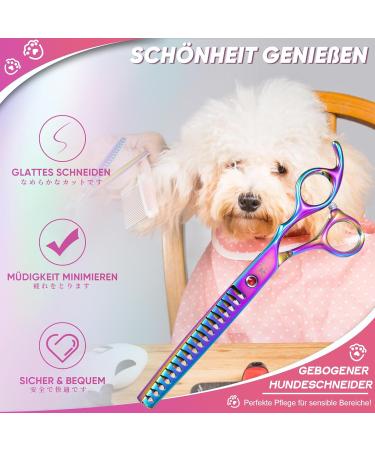 DRGSKL Chunker Scissors for Dogs - Professional Thin Blender Scissors for Medium & Large Pets - Japanese Stainless Steel 440C - Rainbow Finish - Buy Online on GoSupps.com