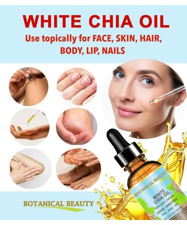 Botanical Beauty WHITE CHIA SEED OIL 100% Pure Natural Virgin Unrefined Cold-Pressed Carrier Oil 2 Fl Oz 60 ml for Face Skin Body Hair Lip Nails. Rich in vitamin E - Buy Online on GoSupps.com
