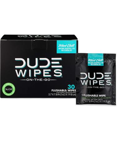 Dude Flushable Wipes - 48 Dispenser + 30 Individually Wrapped Mint Chill Wet Wipes - Eucalyptus & Tea Tree Oil - Septic Safe - Buy Online on GoSupps.com