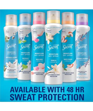 Secret Dry Spray Antiperspirant Deodorant Nurturing Coconut and Argan Oil 4.1 oz (Pack of 3) Nurturing Coconut & Argan Oil 4.1 Ounce (Pack of 3) - Buy Online on GoSupps.com