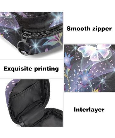 Menstrual Bag with Zipper - Stylish Sanitary Pads & Tampons Collection Bag for Women & Girls (Butterflies & Flowers) - Buy Online on GoSupps.com