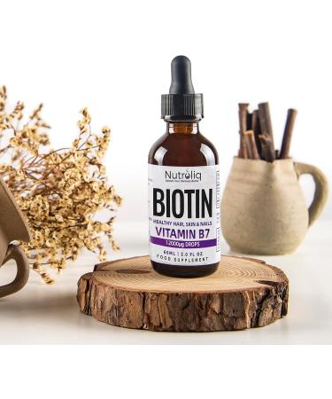Nutroliq Biotin Liquid Drops - 12000mcg for Hair, Skin & Nail Health - Vegan Dietary Supplement - Berry-Flavored Serum - 60ml - Buy Online on GoSupps.com