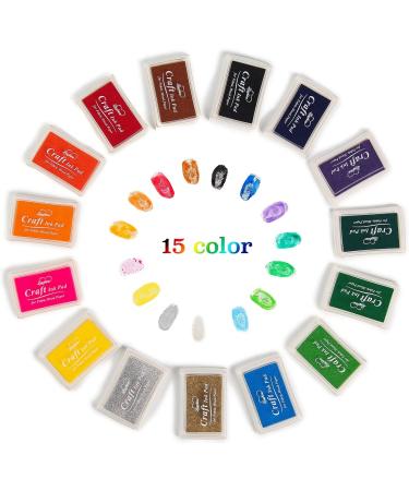 Lsushine Craft Ink Pad Stamps Partner - 15 Color DIY Craft Ink Pad for Stamps, Paper, Wood, Fabric - Buy Online on GoSupps.com