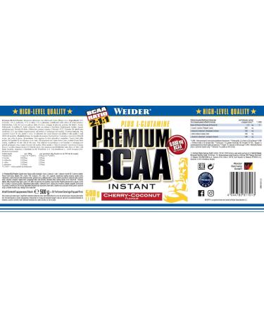Weider Premium BCAA Instant Amino Acids Powder with Glutamine & Vitamin B6 - Cherry-Coconut Flavor 500g | International Shipping Available - Buy Online on GoSupps.com