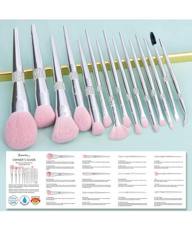 Bueart Design Elegant Pink Makeup Brushes Set with Brush Holder Case - Ultra Soft, Labeled for Foundation, Powder, Blush, Concealer, Eyeshadow, Contour - Ideal for Glitter Effects - Buy Online on GoSupps.com