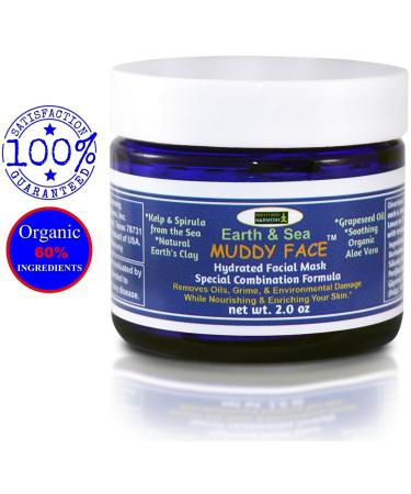 Organic Muddy Face Detox Mask - Spa Quality Facial Clay Mud with Aloe Vera Grapeseed Oil & Seaweed - 2.5 oz Jar for Radiant Skin - Buy Online on GoSupps.com
