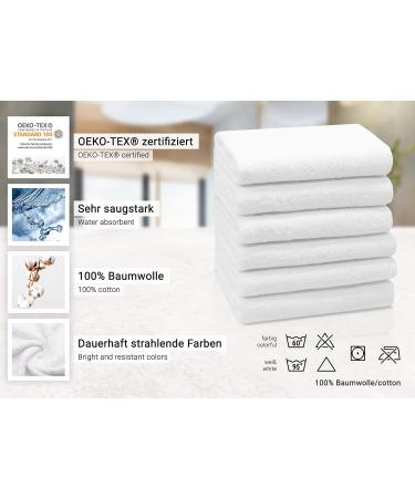Zollner 6 Set Hotel Quality White Bath Towels - Soft & Strong 50x100 cm Washable up to 95 C with Practical Hanger - Buy Online on GoSupps.com