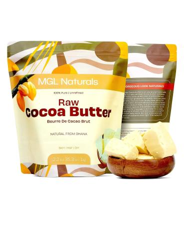 MGL Naturals Organic Cocoa Butter 2.2 lb - 100% Pure, Unrefined & Raw | For DIY Body Butters, Creams, Soaps & Lotions | Treats Stretch Marks - Buy Online on GoSupps.com