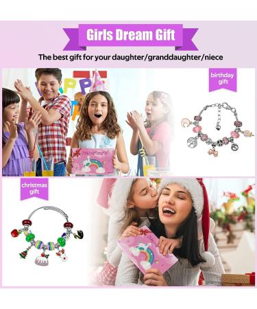 Charm Bracelet Making Kit - 150 Pcs Jewelry Supplies with European Beads, Charms, Snake Chains - Unicorn Gifts Set for Teen Girls and Kids 5-12 - Buy Online on GoSupps.com