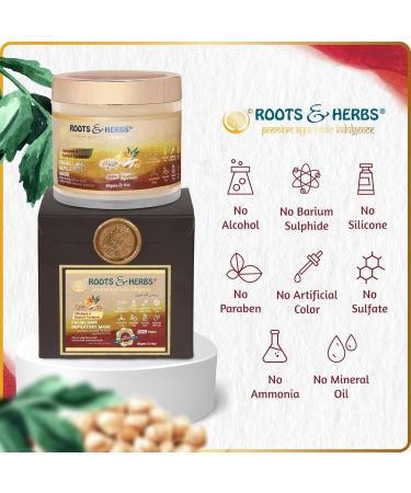 Chickpea & Kasturi Turmeric Facial Hair Removal Powder - Ayurvedic Depilatory Mask for Men & Women - Effective for Chin Jawline & Upper Lips - 2.11oz Roots & Herbs - Buy Online on GoSupps.com