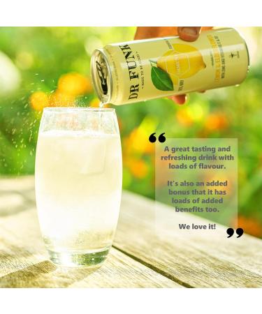 Dr. Funk Lemon & Elderflower Sparkling Flavoured Water with NO Sugar & NO Calories with 6 added Vitamins and 1 Essential Mineral Pack of 4 Cans x 330ml Lemon & Elderflower Pack of 4 - Buy Online on GoSupps.com