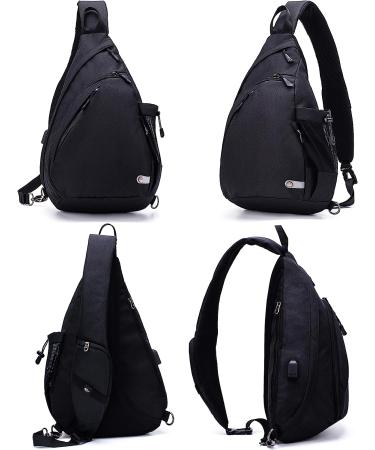 TurnWay Waterproof Sling Bag with USB Charging Port | Travel, Hiking, Cycling, Camping | Black - Buy Online on GoSupps.com