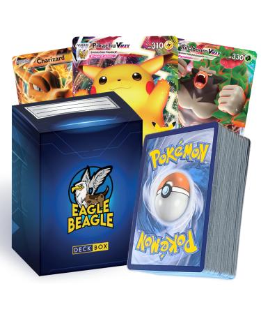 EagleBeagle Ultra Rare Card Bundle Collection Compatible with Pokemon Cards | 100 Cards Total |10 Holo Rare Cards | 2 Ultra Rare Guaranteed Legendary V VMAX or VSTAR Bundled with EagleBeagle Deck Box