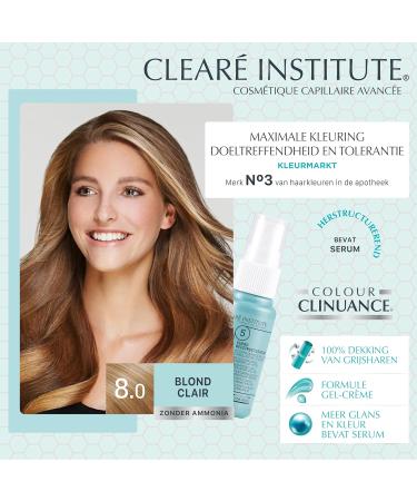 Cleare Institute Color Clinuance permanent coloration delicate hair without ammonia plus brightness intense color 100 coverage 80 Light blonde 170 ml - Buy Online on GoSupps.com