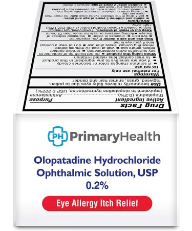 Primary Health Olopatadine Hydrochloride Opthalmic Solution USP 0.2% - 0.85 fl oz - Buy Online on GoSupps.com