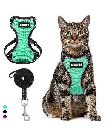 ALUZAEMO Cat Harness and Leash Set - Escape Proof Cat Vest Harness for Walking Travel Outdoor - Reflective Adjustable Soft Mesh Breathable Cat Body Harness for Small Medium Large Cat Medium (neck: 11