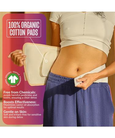 BELMAK Castor Oil Pack Wrap - 8 Piece Complete Kit (Includes 16.2oz Glass Bottle of Organic Castor Oil) Compress Wrap Reusable - Organic Cotton Flannel with 5 Pads & Soothing Heat Pack - Buy Online on GoSupps.com