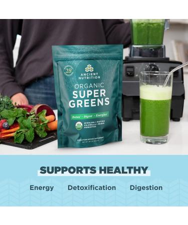 Ancient Nutrition Super Greens Powder Organic Superfood Powder with Probiotics Made with Spirulina Chlorella Matcha and Digestive Enzymes 50 Servings 14.1 oz Greens 50 Servings (14.1 Ounce) - Buy Online on GoSupps.com
