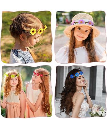SHSHbuy Flowers Crown Hair Bands 6 Pieces Multicoloured Flower Daisy Headbands Adjustable Elastic Bands for Women Girls Wedding Party Festival - Buy Online on GoSupps.com