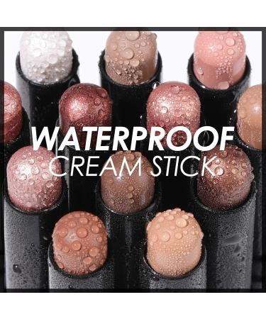 FOCALLURE Shimmer and Matte Cream Eyeshadow Stick Waterproof Eye Brightener Pencil in Brown Spark - Buy Online on GoSupps.com