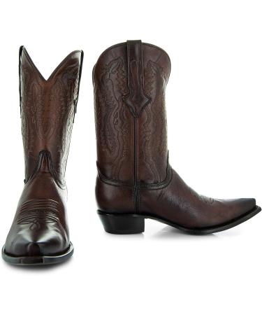 Soto Boots Men's Burnished Snip Toe Cowboy Boots - Size 7.5 Brown | H50030 - Buy Online on GoSupps.com