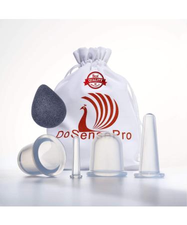 Facial Cupping Set for Face and Neck - Face and Body Relaxation Treat - by DoSensePro - Improve Face  Eyes and Neck Skin Wrinkles + Konjac Sponge - Anti Cellulite Cupping Therapy Set (2L 1M 1S) 5 Piece Set - Buy Online on GoSupps.com