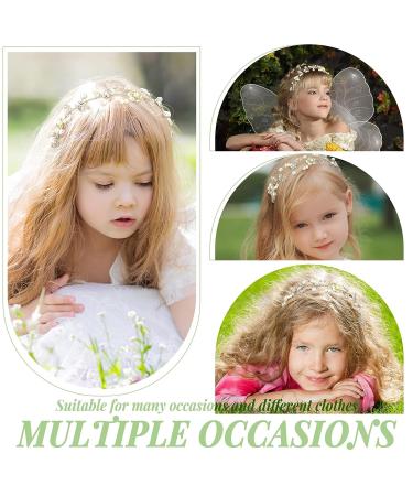 3-Piece Pearl Bridal Headband Set - Rhinestone Princess Crown Hair Accessory for Flower Girl - Gold Vine Hair Band for Wedding - Buy Online on GoSupps.com