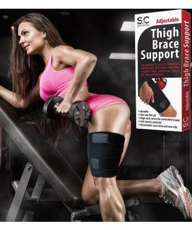 Adjustable Thigh Brace Support | Quadriceps & Hamstring Compression Sleeve for Men and Women - Buy Online on GoSupps.com