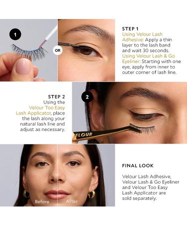 Velour Synthetic Effortless Eyelashes - No-Trim Strip False Lashes | Lightweight, Reusable, Natural and Luxurious Fake Lash Extensions | Long-Lasting and Vegan - Soft, Comfortable, Suitable for All Eye Shapes - Buy Online on GoSupps.com