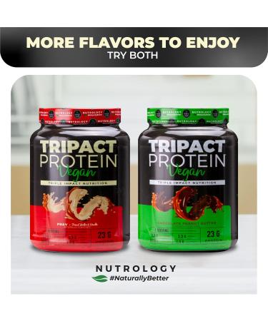 Nutrology TRIPACT Vegan Protein Powder - Organic Pea Rice & Pumpkin Blend Meal Replacement Shake with BCAAs & Glutamine for Muscle Recovery & Immunity Peanut Butter & Vanilla Flavor 20 Servings. Peanut Butter & Vanilla 1  - Buy Online on GoSupps.com