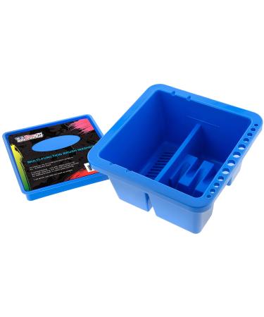 U.S. Art Supply 12 Hole Multi-Function Plastic Brush Washer, Cleaner and Holder with Palette Lid - Clean, Dry, Rest, Store, Hold Artist Paint Brushes - Cleaning Acrylic, Watercolor, Oil Painting - Buy Online on GoSupps.com