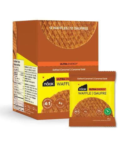 N ak Energy Waffles Pack of 12 | Vegan GMO Free Palm Oil Free Sports Nutrition Stroopwafel (Salted Caramel)