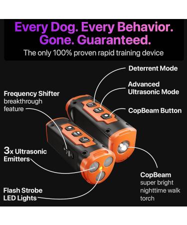 Anti Bark Device for Dogs w/ 3X Ultrasonic emitters 50ft Range Professional Dog Bark Deterrent Devices Stop Dog Barking Best Handheld Behavior Training Tool Indoor & Outdoor Rechargeable (Orange) - Buy Online on GoSupps.com