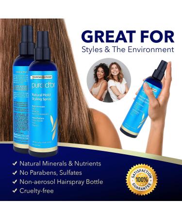PURA D'OR Natural Hold Styling Spray (8oz) - Strong Hold, Moisturizing, Volumizing Hairspray - Buy Online on GoSupps.com