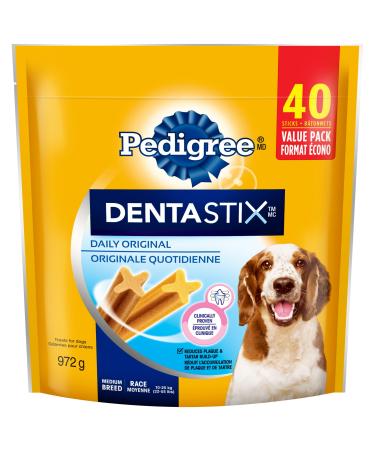 PEDIGREE DENTASTIX Oral Care Adult Dog Treats for Medium Dogs - Original 40 Sticks Original 972 g (Pack of 1) Dog Treats