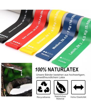 FNG8 Fitness Straps Set - Printed Exercises in German | 5 Resistance Levels | Skin-Friendly Latex Training Bands for Unisex Physio & Sports - Buy Online on GoSupps.com