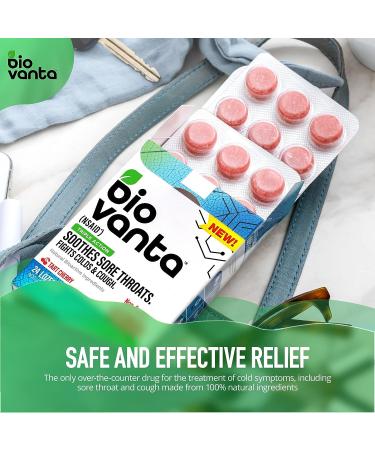 Biovanta Sugar-Free Tart Cherry Lozenges - 24 Natural Ingredients for Cough, Cold, Sore Throat - Buy Online on GoSupps.com